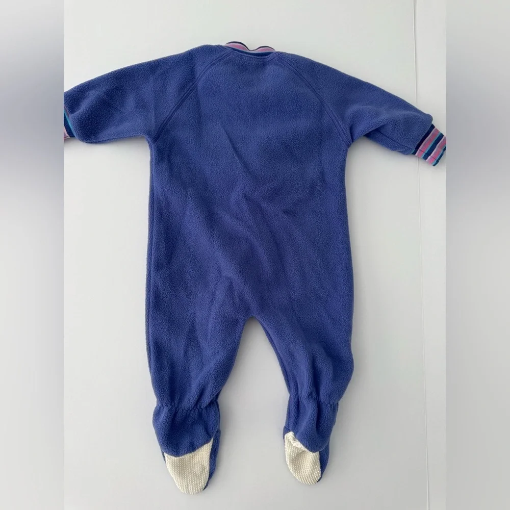 Vintage LL Bean Purple Fleece Footie Pajamas Size 6-12M